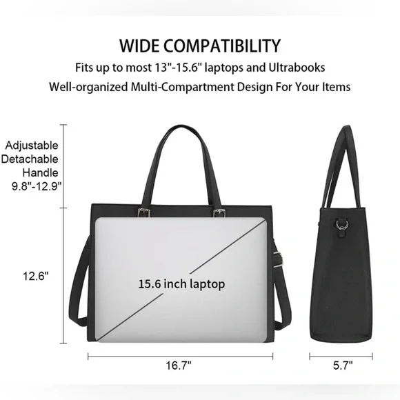 Elegant Black Laptop Tote - Picture 4 of 11